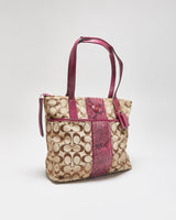 Vintage Y2K 2000s Coach Signature Python Stripe Tote Handbag