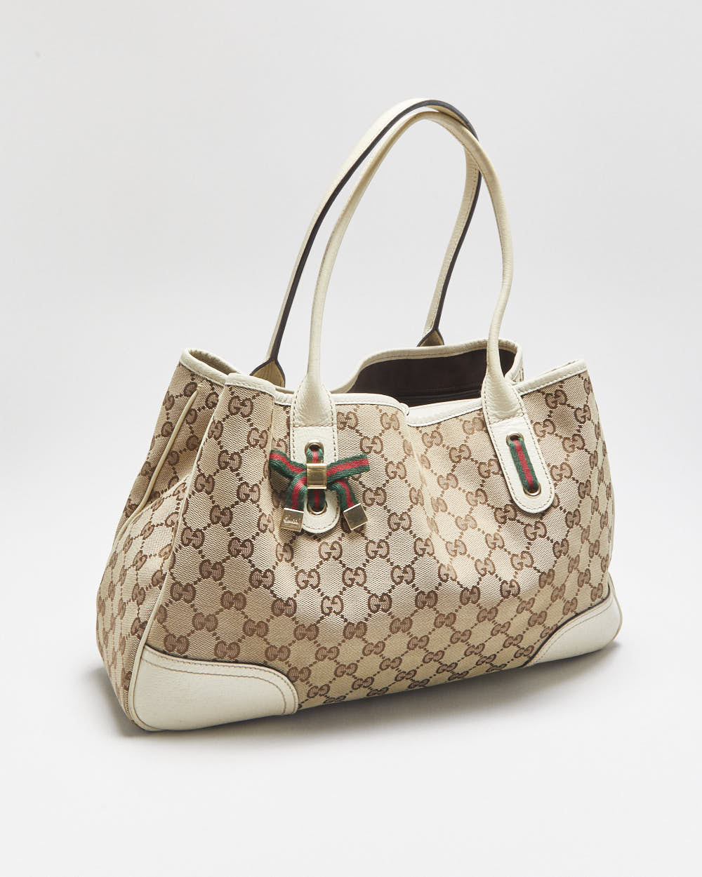 Vintage Gucci Princy Canvas Monogram Ivory Tote Handbag