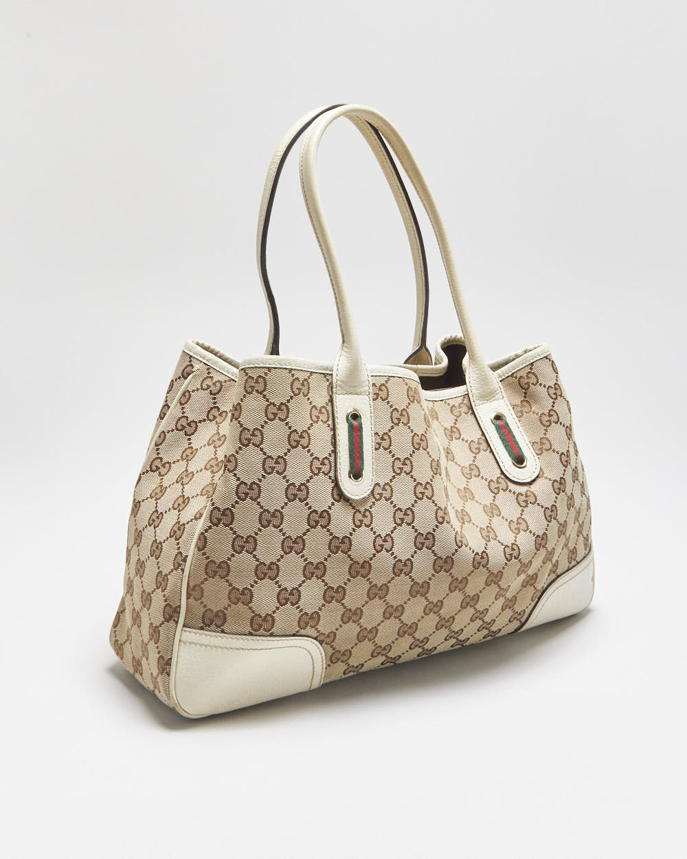 Vintage Gucci Princy Canvas Monogram Ivory Tote Handbag