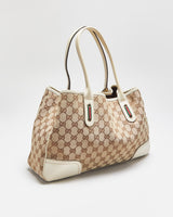 Vintage Gucci Princy Canvas Monogram Ivory Tote Handbag