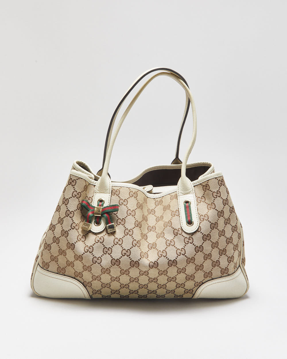 Vintage Gucci Princy Canvas Monogram Ivory Tote Handbag