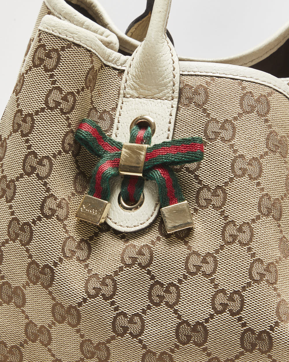 Vintage Gucci Princy Canvas Monogram Ivory Tote Handbag
