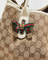 Vintage Gucci Princy Canvas Monogram Ivory Tote Handbag