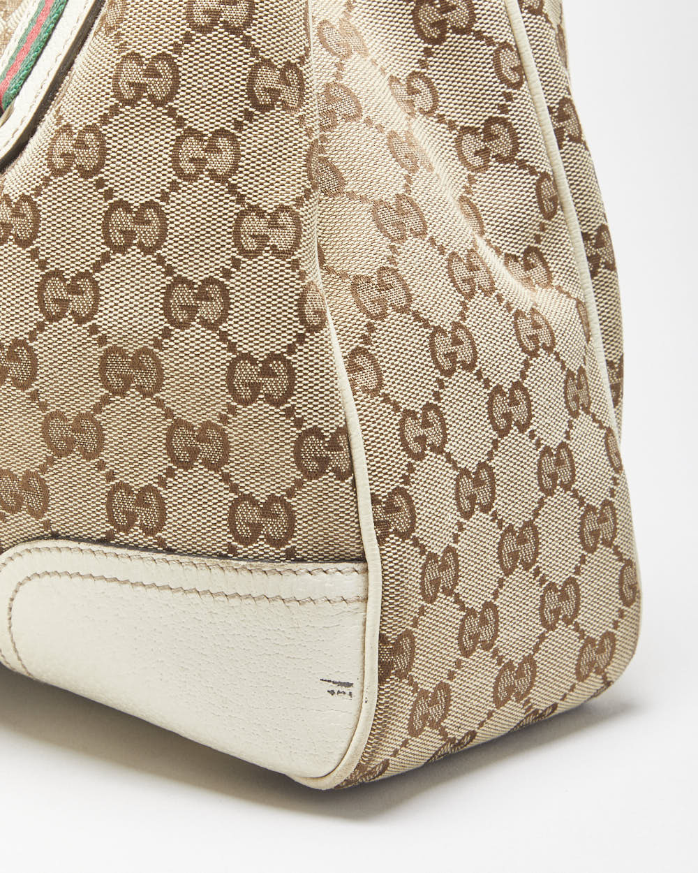 Vintage Gucci Princy Canvas Monogram Ivory Tote Handbag