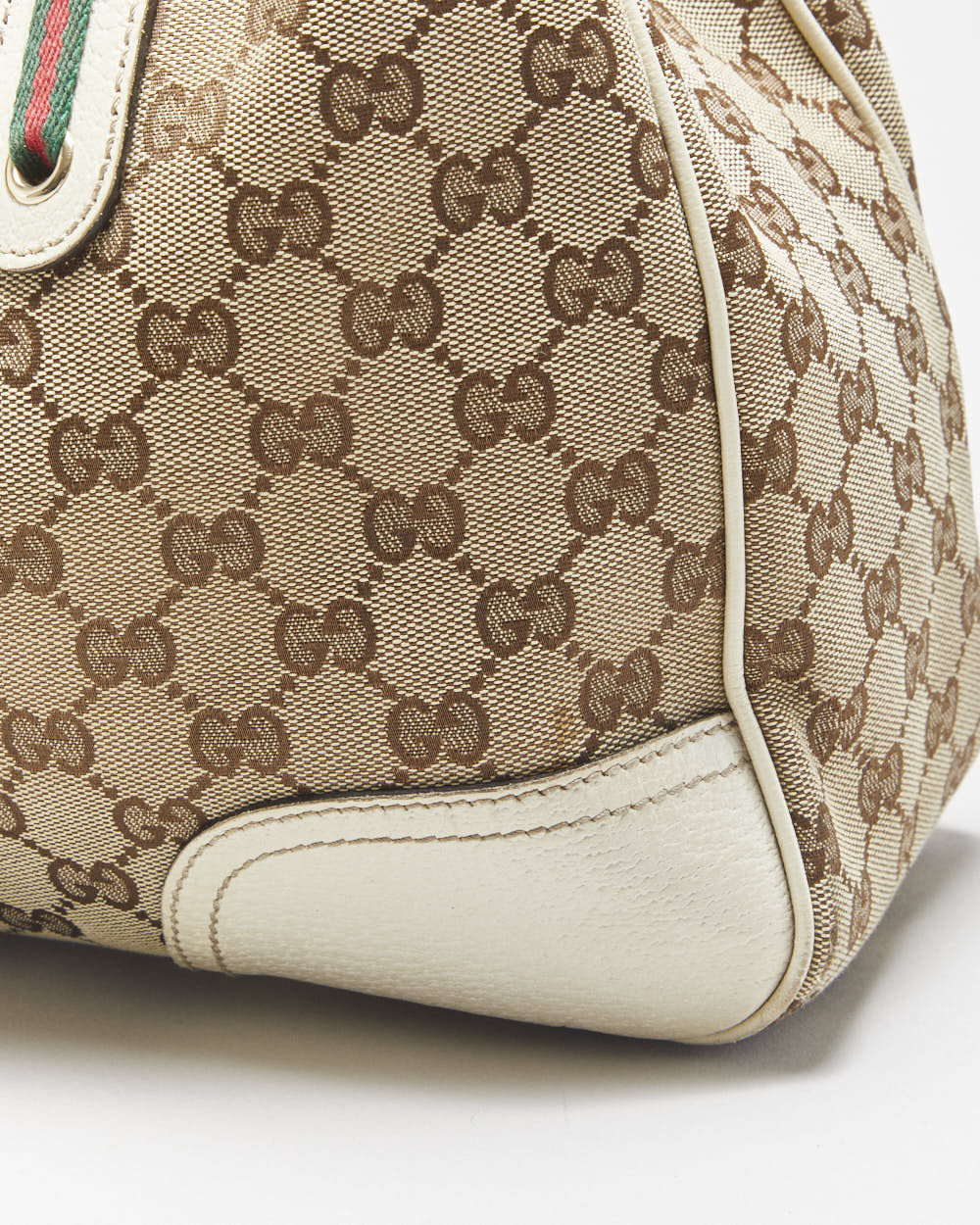 Vintage Gucci Princy Canvas Monogram Ivory Tote Handbag