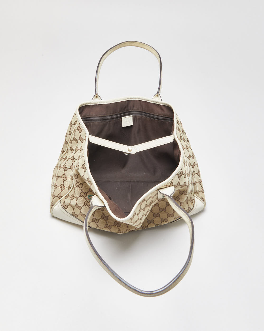 Vintage Gucci Princy Canvas Monogram Ivory Tote Handbag