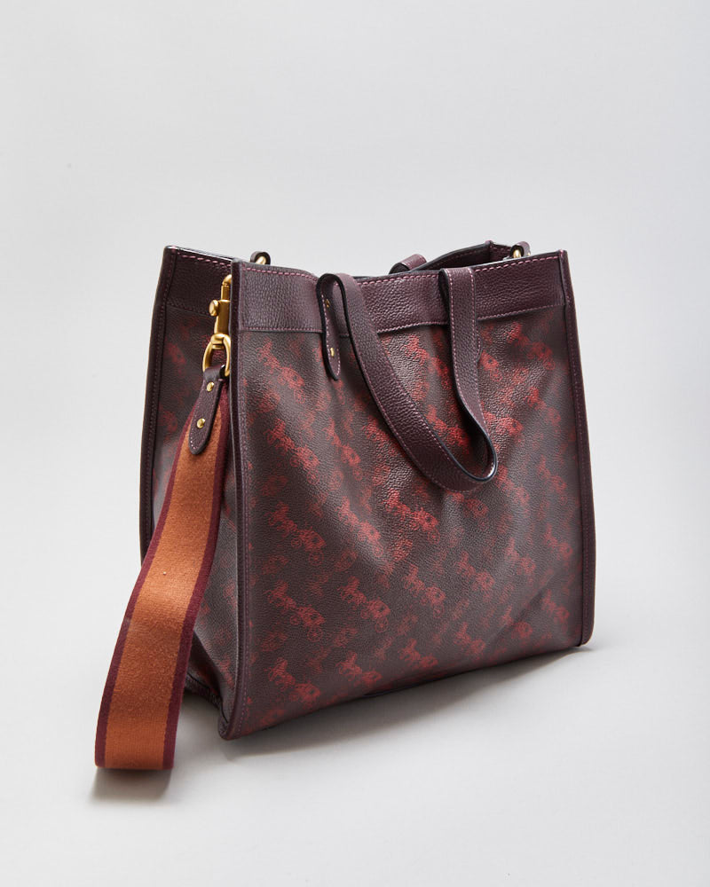 Vintage Y2K 00s Coach Horse &amp; Carriage Print Field Tote