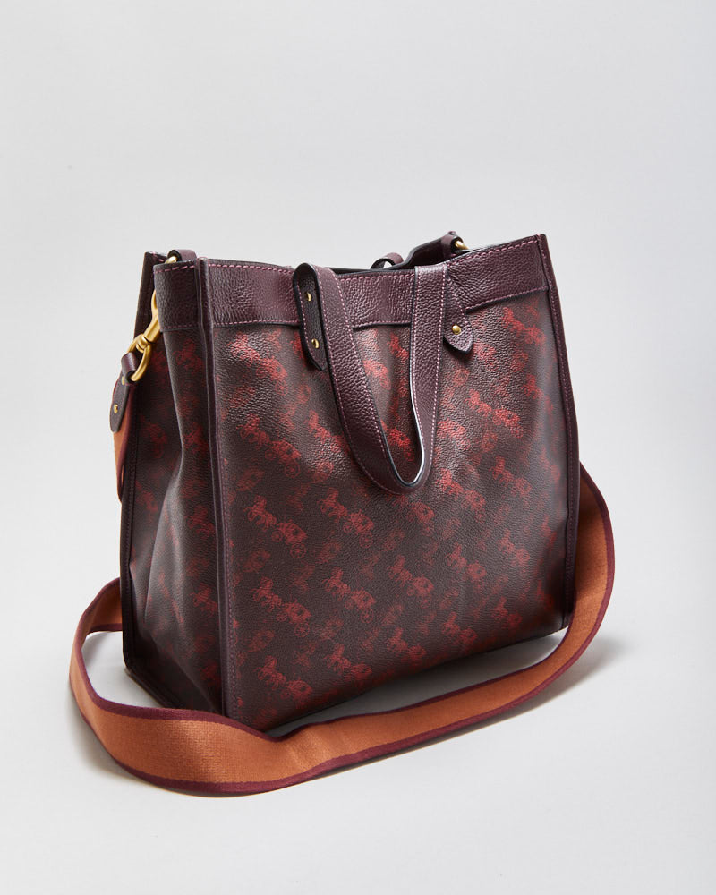 Vintage Y2K 00s Coach Horse &amp; Carriage Print Field Tote