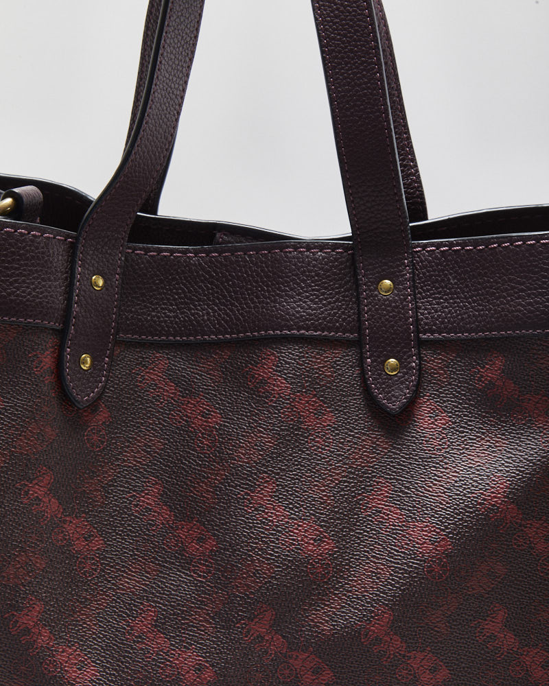 Vintage Y2K 00s Coach Horse &amp; Carriage Print Field Tote