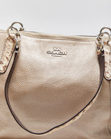 Vintage Y2K 00s Coach Ava Metallic Pebbled Leather Tote Handbag