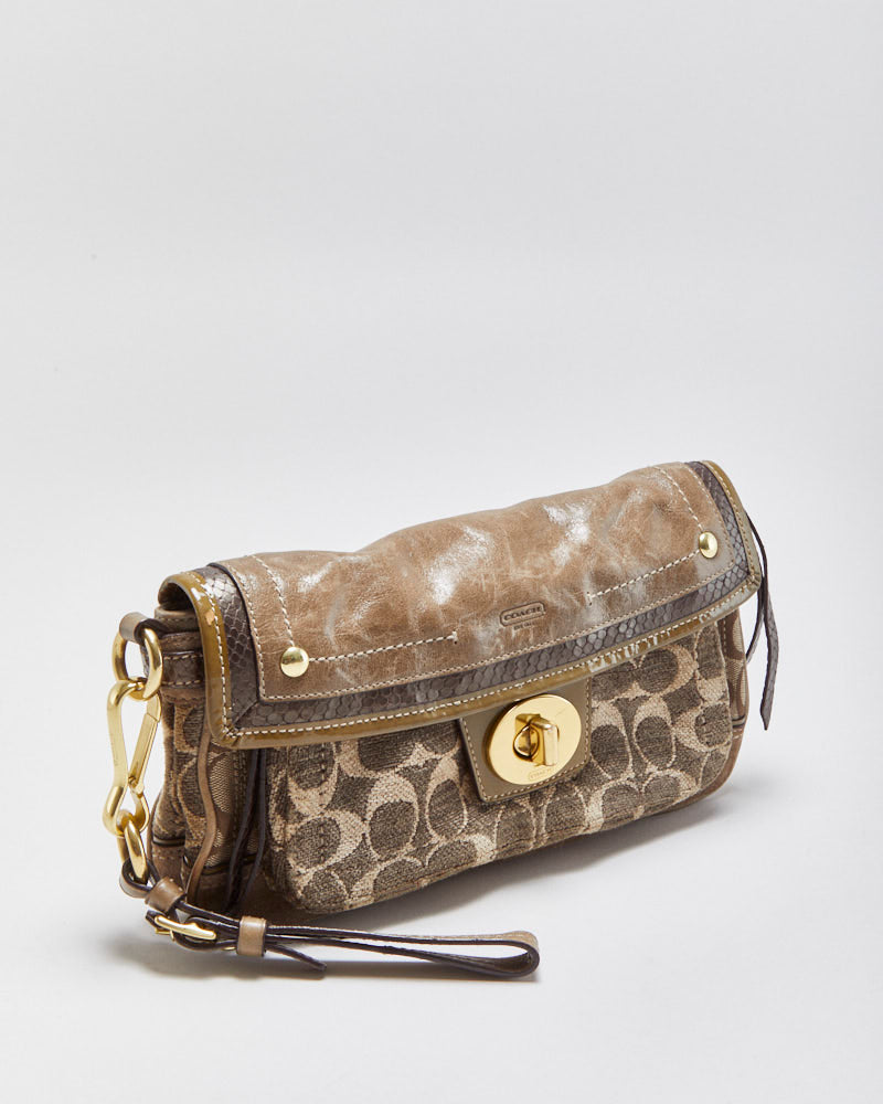 Vintage Y2K 00s Coach Patchwork Turnlock Clutch Bag