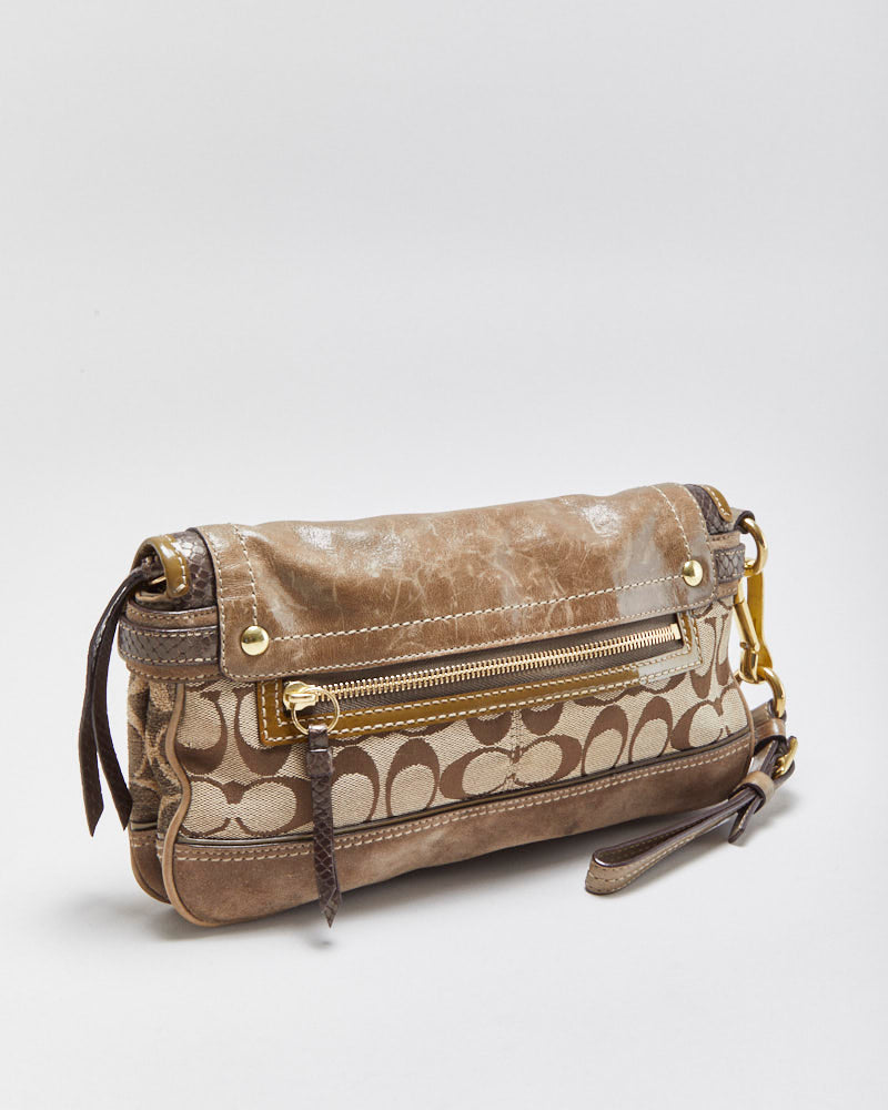 Vintage Y2K 00s Coach Patchwork Turnlock Clutch Bag