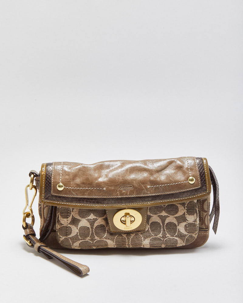 Vintage Y2K 00s Coach Patchwork Turnlock Clutch Bag