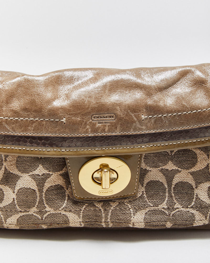 Vintage Y2K 00s Coach Patchwork Turnlock Clutch Bag