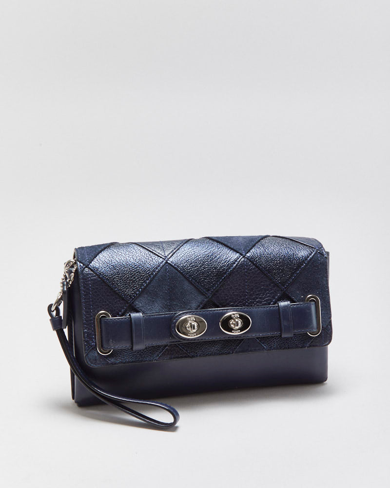 Vintage Y2K 00s Coach Blake Diamond Patchwork Clutch Bag