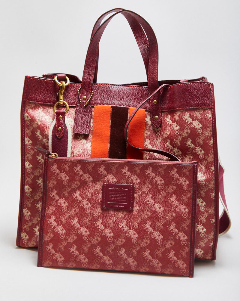Coach Field Horse &amp; Carriage Varsity Stripe Tote Bag &amp; Pouch
