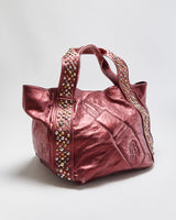 Vintage Y2K 00s Betsey Johnson Metallic Leather Lipstick Studded Handbag