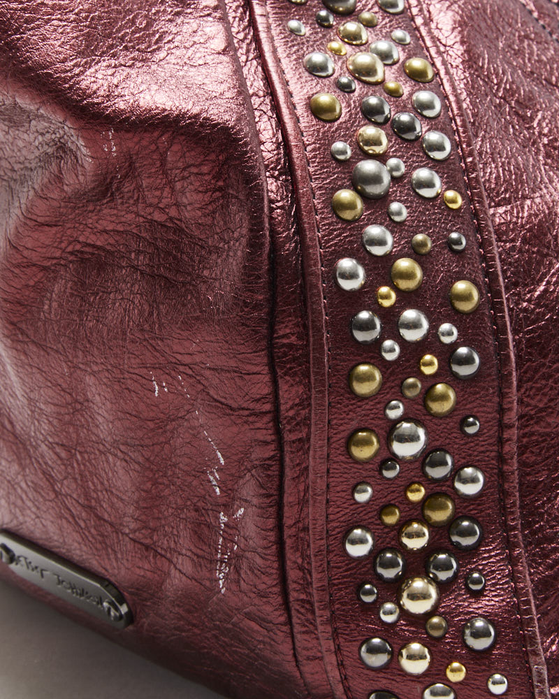 Vintage Y2K 00s Betsey Johnson Metallic Leather Lipstick Studded Handbag
