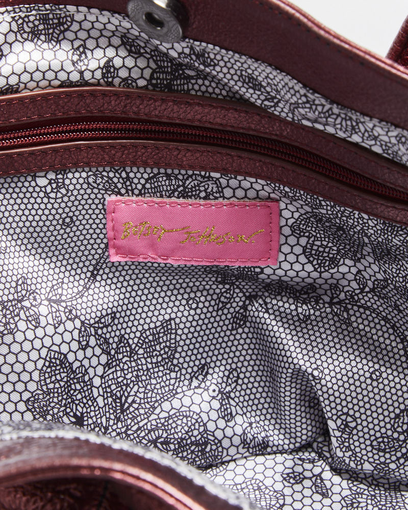 Vintage Y2K 00s Betsey Johnson Metallic Leather Lipstick Studded Handbag