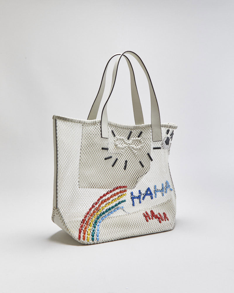 Anya Hindmarch HAHA Rainbow Mesh Woven Tote