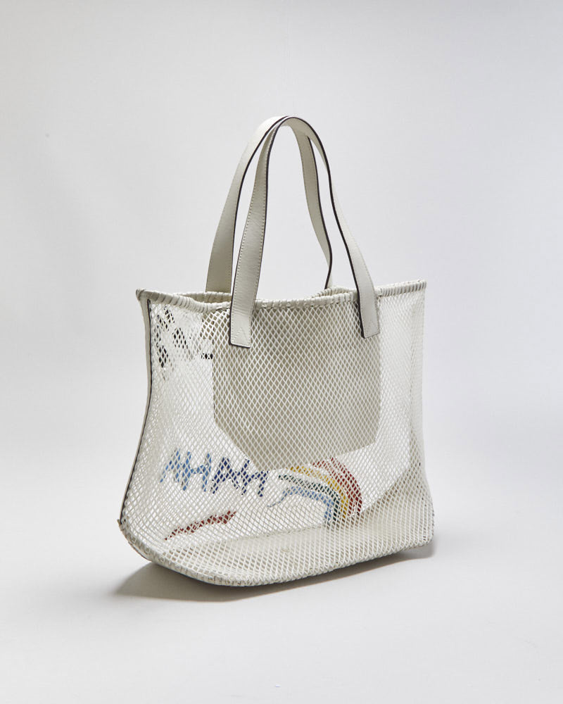 Anya Hindmarch HAHA Rainbow Mesh Woven Tote