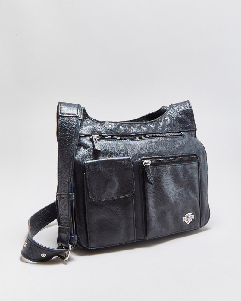 Vintage Harley Davidson Leather Studded Crossbody Bag