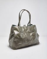 Vintage Y2K 00s Coach Signature Stripe Stitch Framed Carryall Kiss-lock Patent Leather Handbag