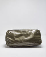 Vintage Y2K 00s Coach Signature Stripe Stitch Framed Carryall Kiss-lock Patent Leather Handbag
