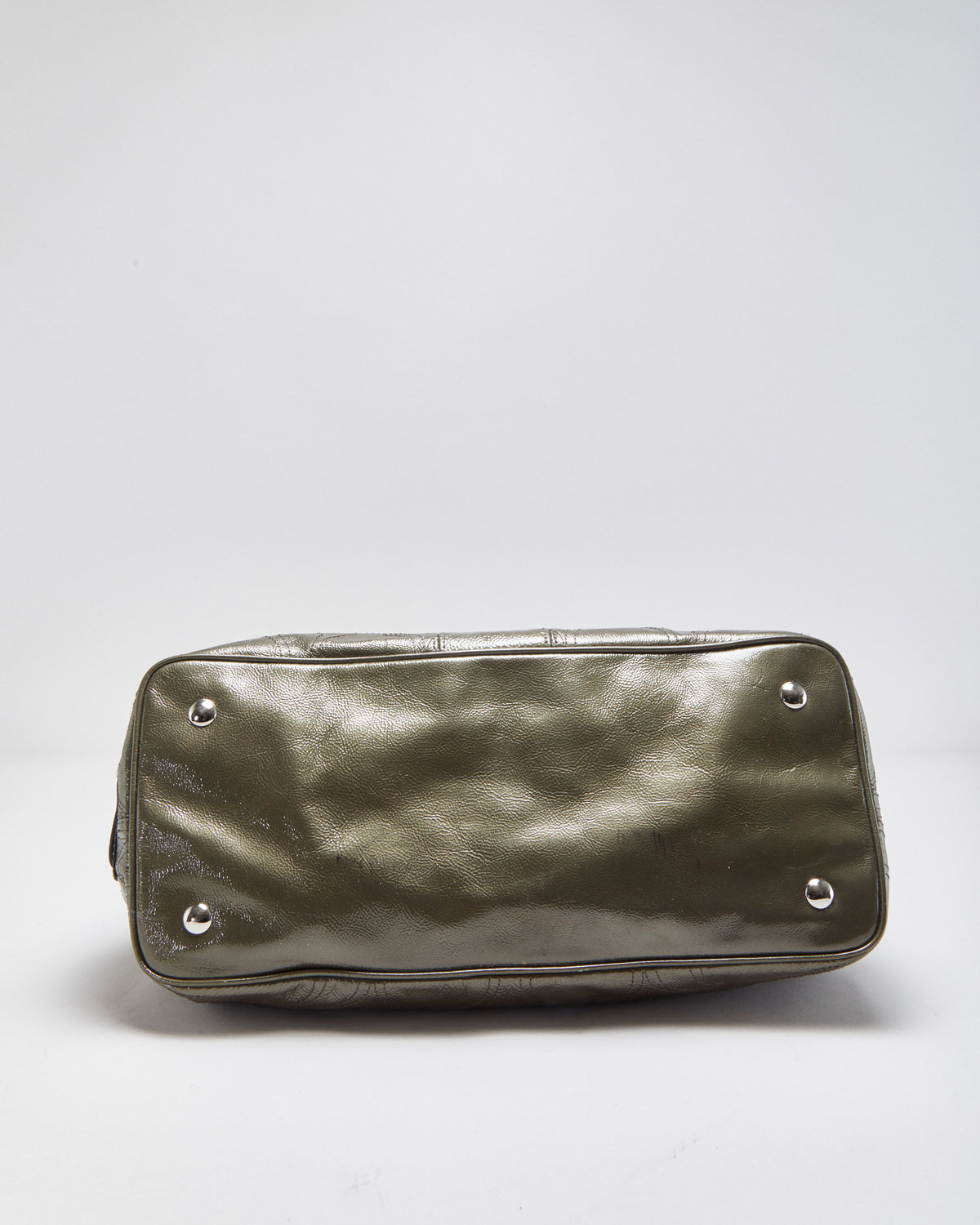 Vintage Y2K 00s Coach Signature Stripe Stitch Framed Carryall Kiss-lock Patent Leather Handbag