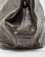 Vintage Y2K 00s Coach Signature Stripe Stitch Framed Carryall Kiss-lock Patent Leather Handbag