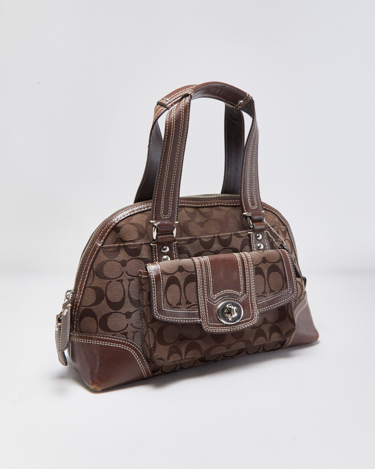 Vintage Y2K 00s Coach Hamptons Signature Turlock Bowling Satchel Bag