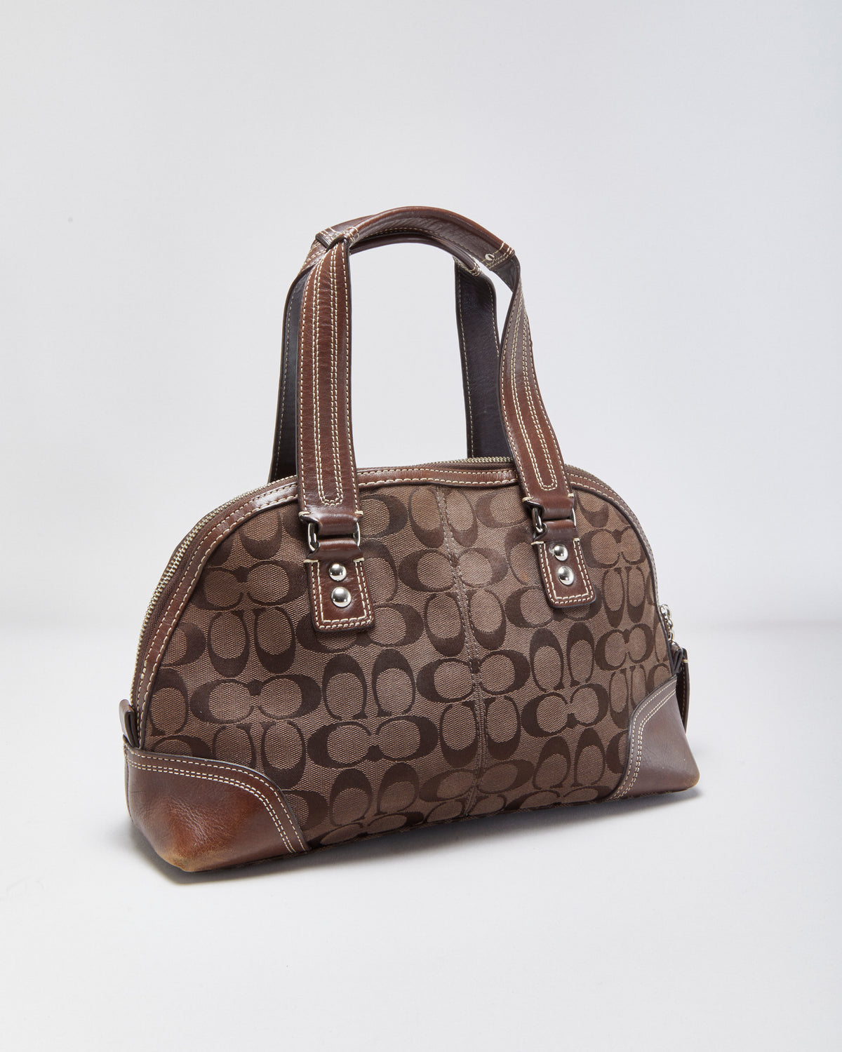 Vintage Y2K 00s Coach Hamptons Signature Turlock Bowling Satchel Bag