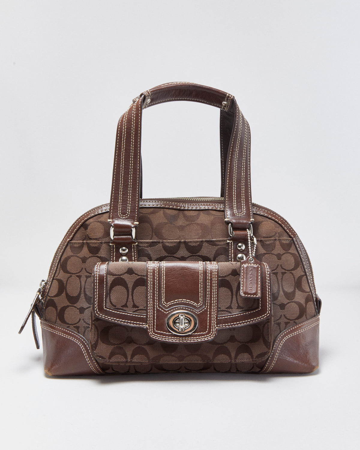 Vintage Y2K 00s Coach Hamptons Signature Turlock Bowling Satchel Bag
