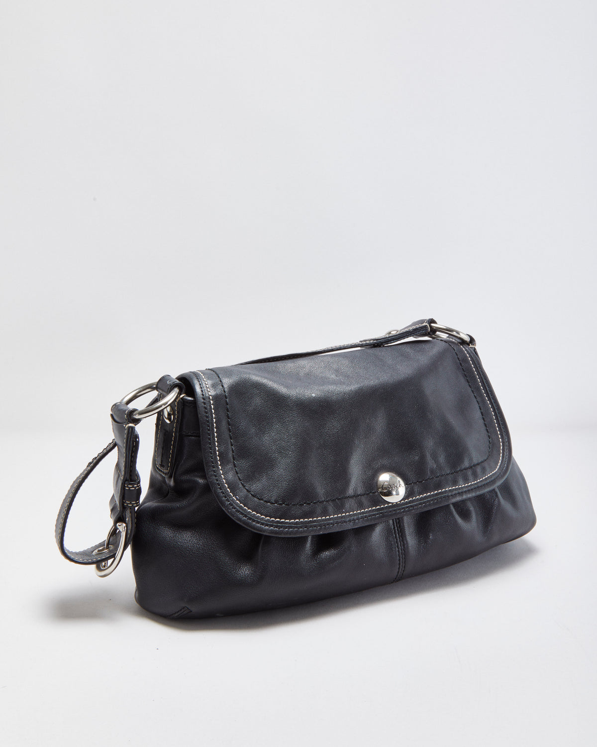 Vintage Y2K 00s Coach Soho Pleated Flap Leather Shoulder Bag