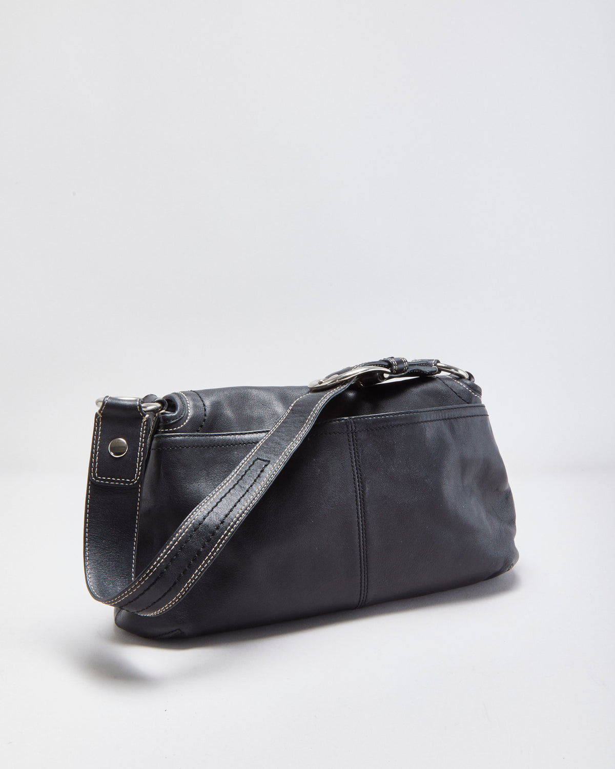 Vintage Y2K 00s Coach Soho Pleated Flap Leather Shoulder Bag