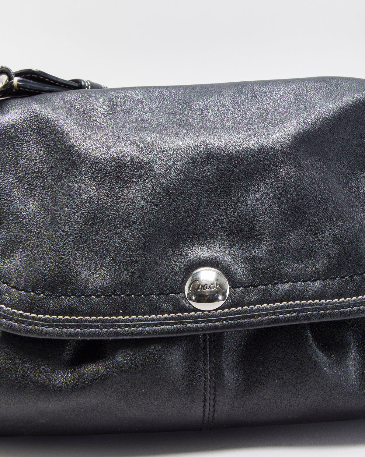 Vintage Y2K 00s Coach Soho Pleated Flap Leather Shoulder Bag