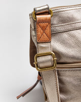 Vintage Fossil Morgan Metallic Pebbled Leather Multi Pocket Crossbody Bag