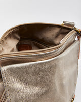 Vintage Fossil Morgan Metallic Pebbled Leather Multi Pocket Crossbody Bag