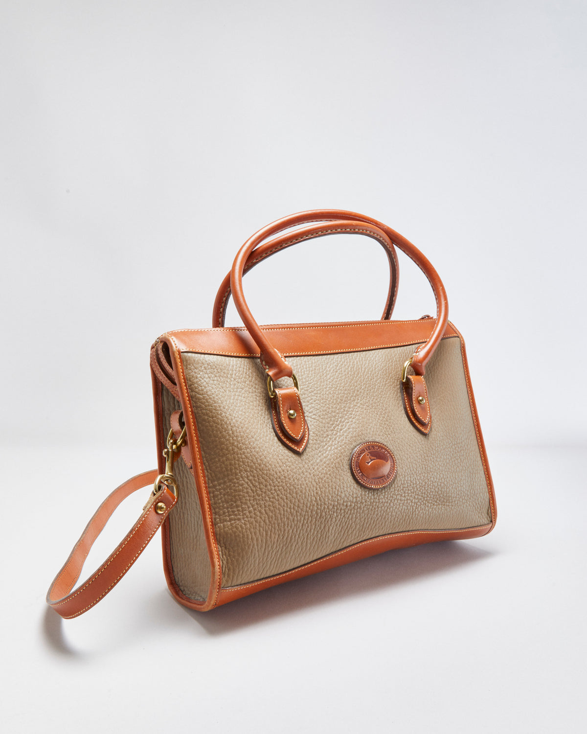 Vintage Dooney &amp; Bourke All-Weather Two-tone Pebbled Leather Satchel