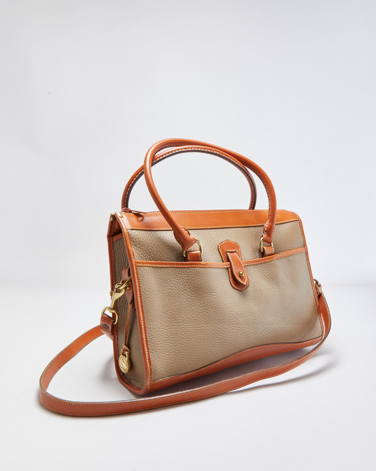 Vintage Dooney &amp; Bourke All-Weather Two-tone Pebbled Leather Satchel