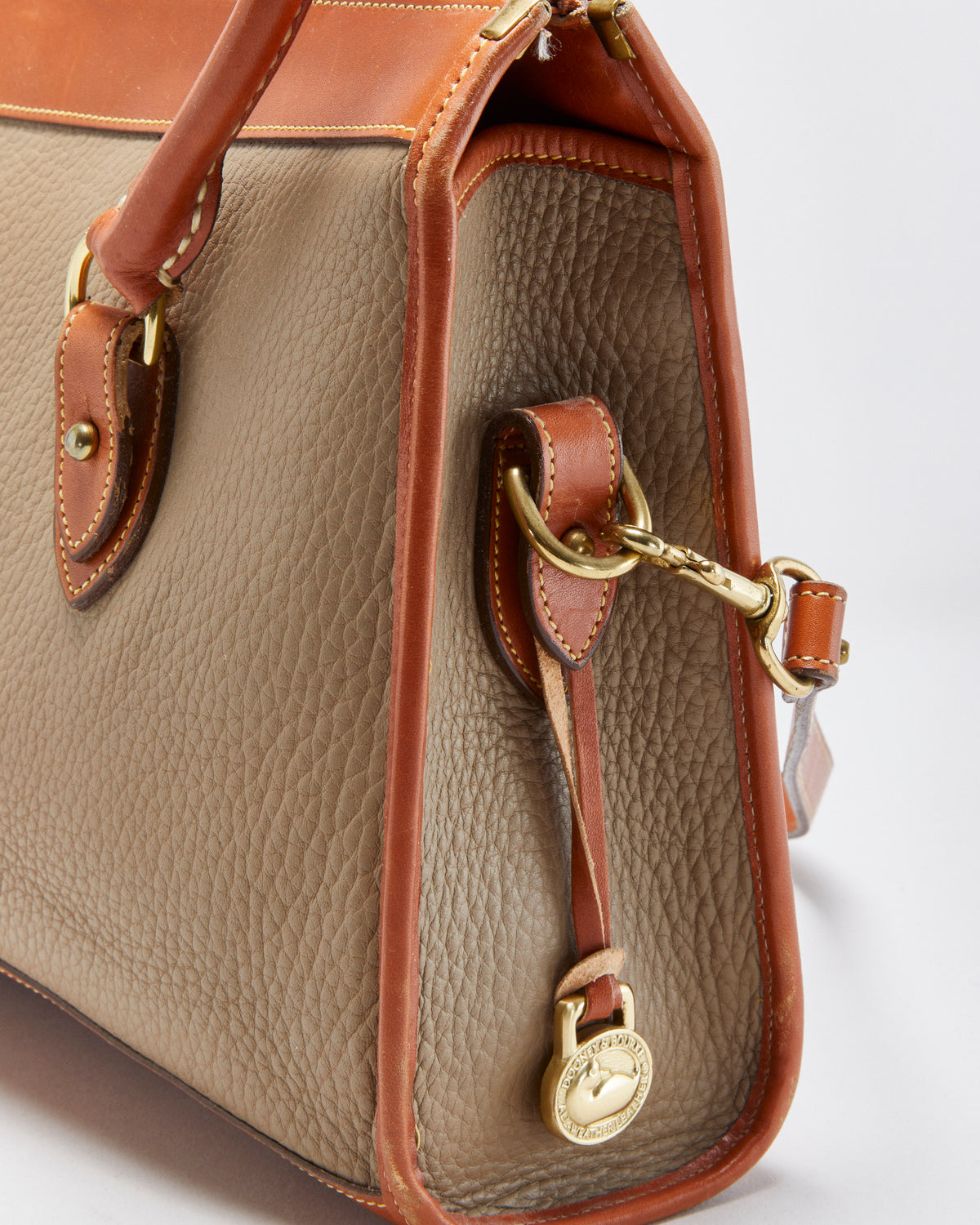 Vintage Dooney &amp; Bourke All-Weather Two-tone Pebbled Leather Satchel