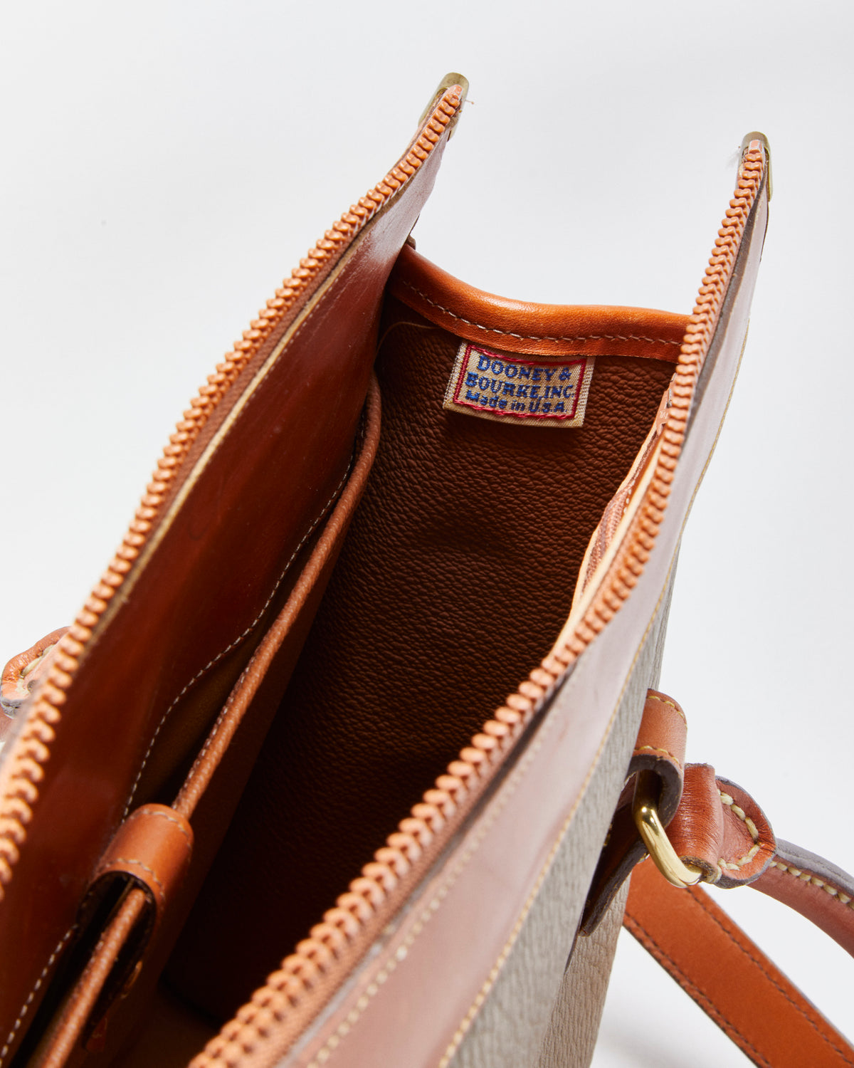 Vintage Dooney &amp; Bourke All-Weather Two-tone Pebbled Leather Satchel