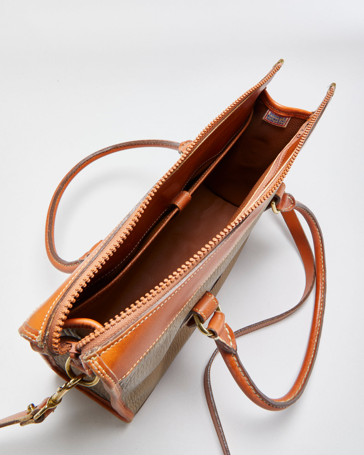 Vintage Dooney &amp; Bourke All-Weather Two-tone Pebbled Leather Satchel