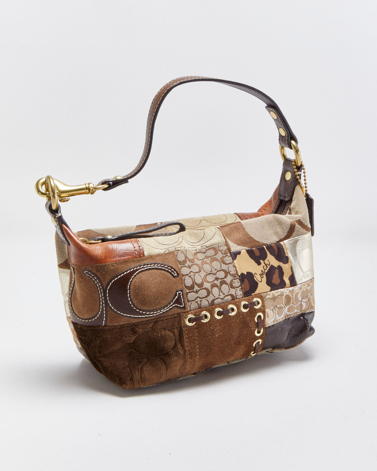 Vintage Y2K 00s Coach Signature Patchwork Mini Hobo Handbag