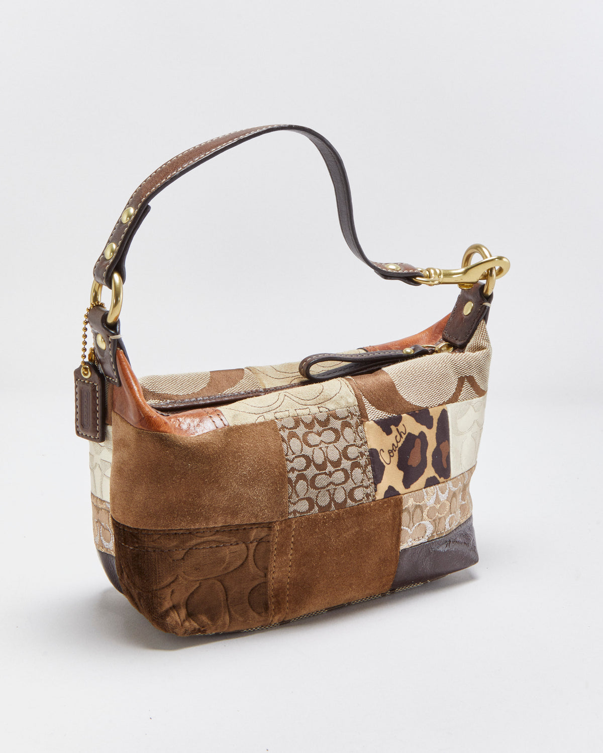 Vintage Y2K 00s Coach Signature Patchwork Mini Hobo Handbag