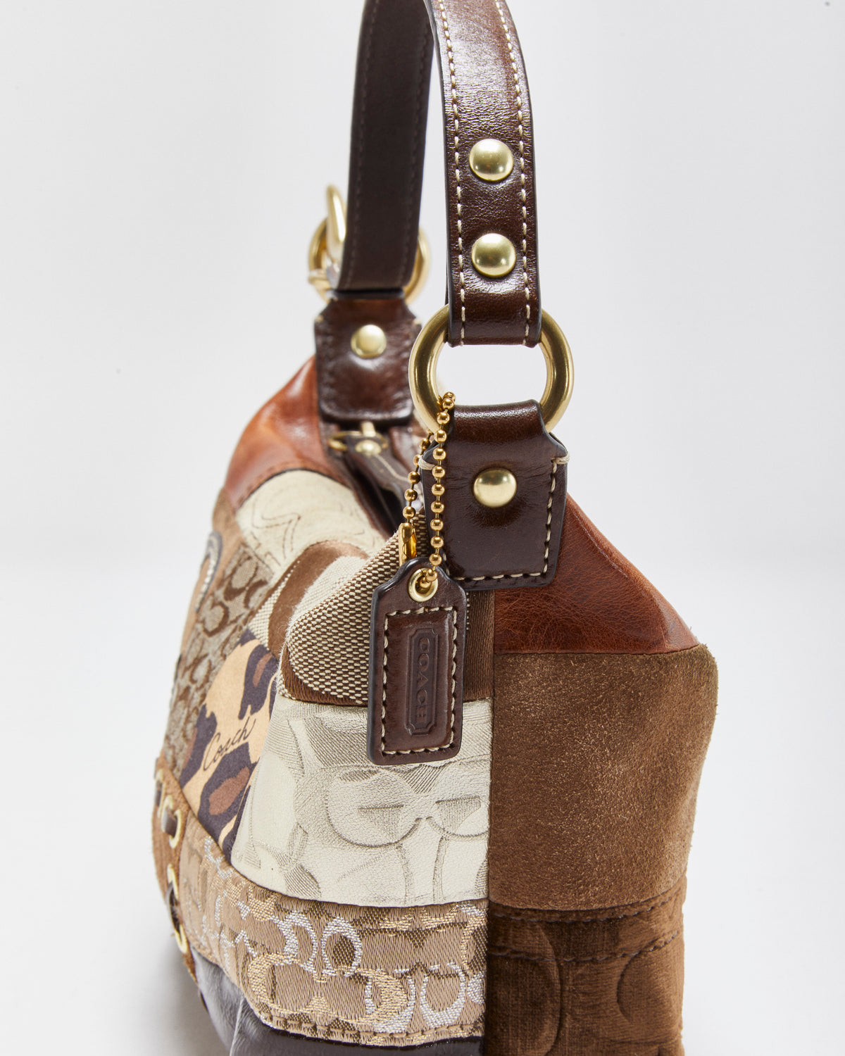 Vintage Y2K 00s Coach Signature Patchwork Mini Hobo Handbag