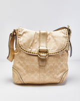 Vintage Y2K 00s Coach Soho Metallic Signature Studded Convertible Shoulder Bag