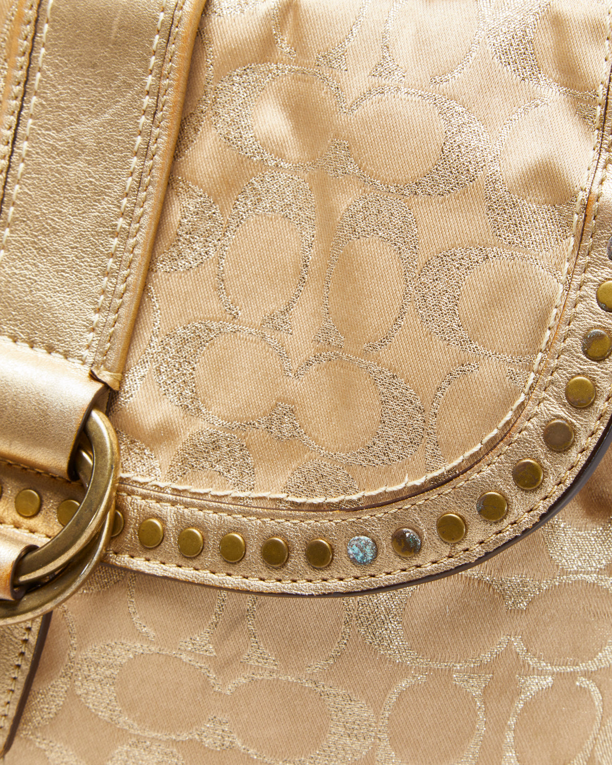 Vintage Y2K 00s Coach Soho Metallic Signature Studded Convertible Shoulder Bag