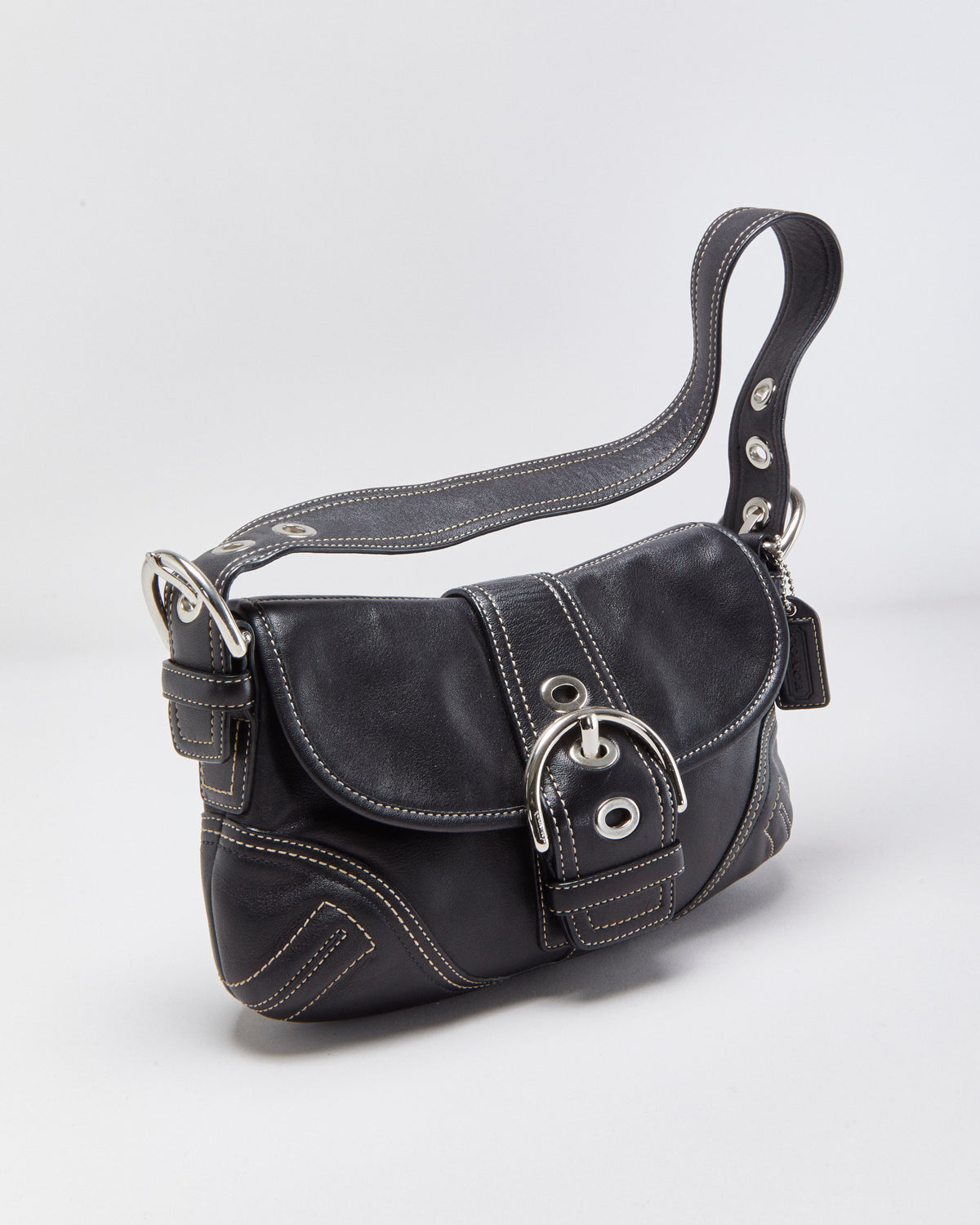 Vintage Y2K 00s Coach Soho Leather Contrast Sitich Handbag