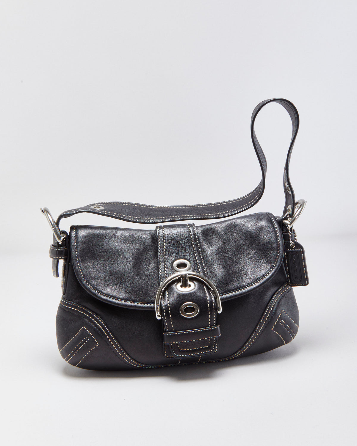 Vintage Y2K 00s Coach Soho Leather Contrast Sitich Handbag